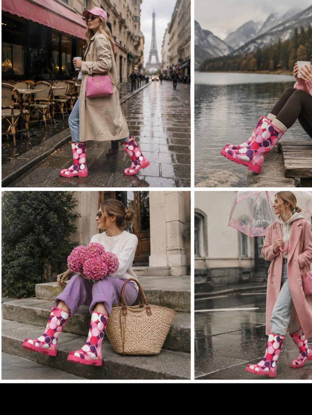 🔥COACH PINK LOGO Rubber Rain Boots Sz 7 FABULOUS! Price Firm